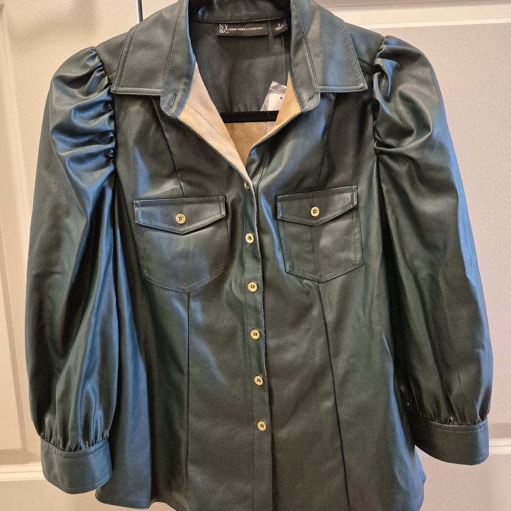 New York & Company Green Button Down Shirt